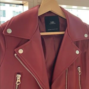 Zara red biker jacket